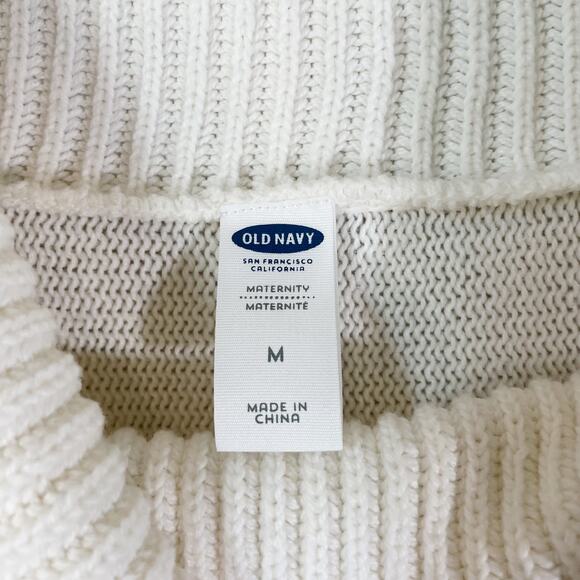 Old Navy Maternity Womens Aztec Poncho Turtleneck Knit Sweater Medium Cream Gray - Picture 7 of 9